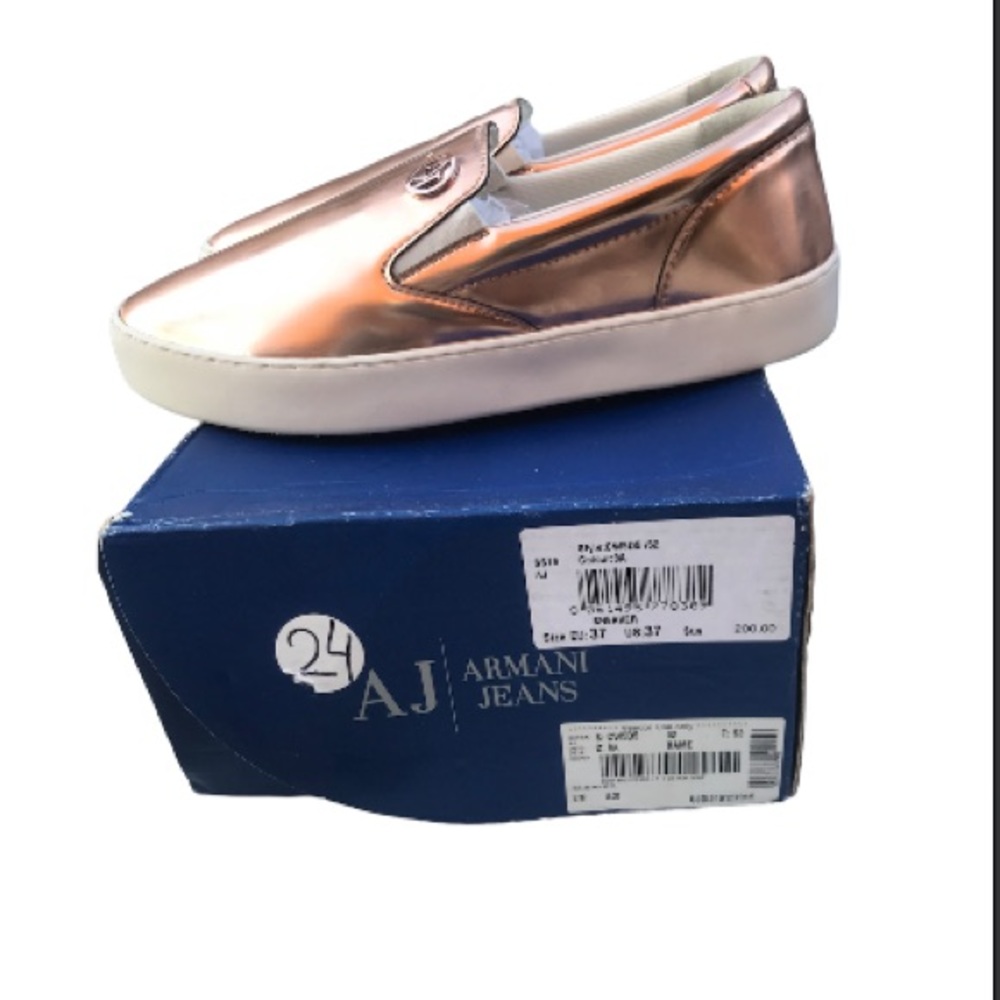 Armani Jeans slides, rose gold, women, size 6.5, EU 37, new in box $100 - Picture 4 of 7